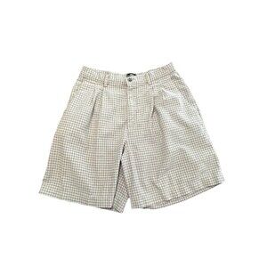 LEE CASUALS Vintage Houndstooth Pleated Preppy Shorts Womens Size (12) M Beige